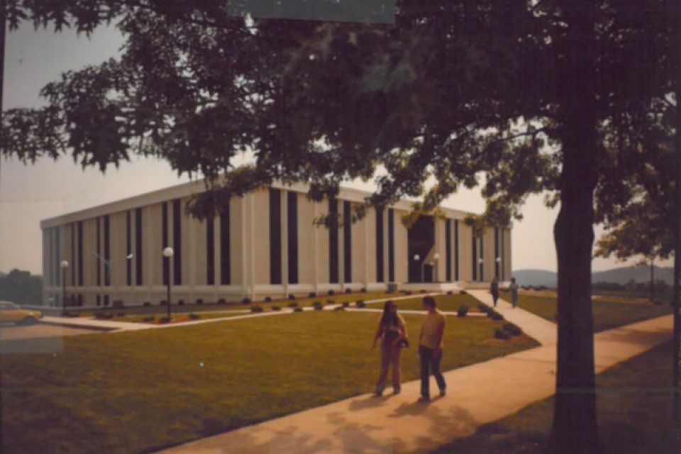 Old photo of Evansdale Library 